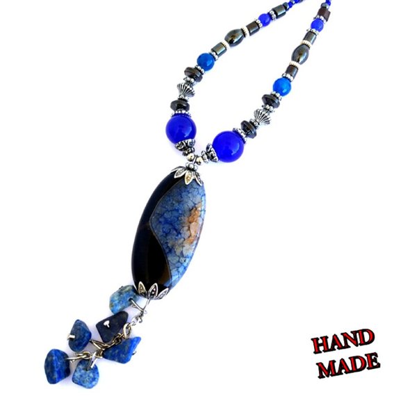 Apatite Natural Stone Design Necklace Hand Made - Picture 1 of 3